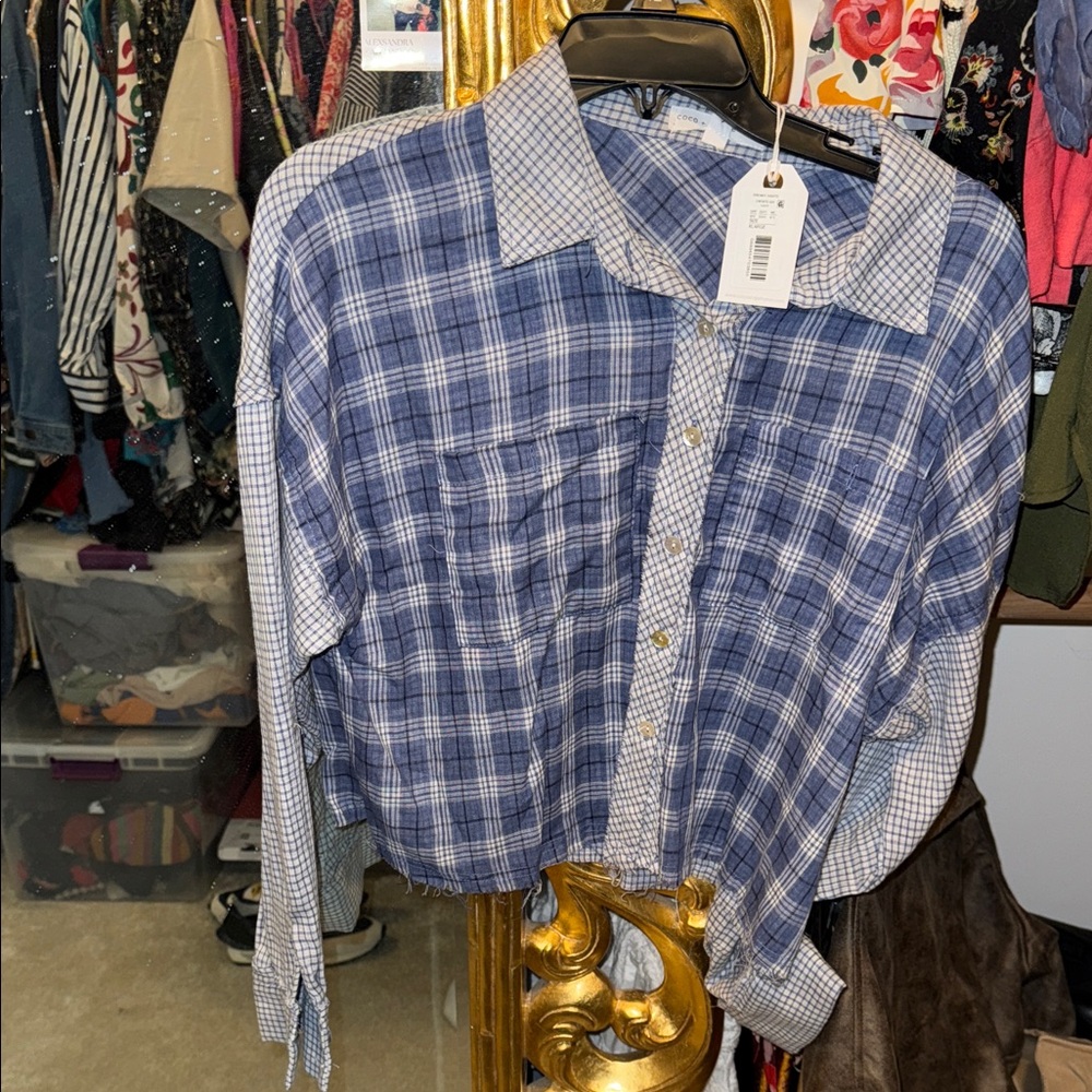 Blue Plaid Women's Top